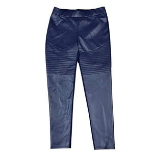 DG2 Diane Gilman Faux Leather Moto Navy Blue Leggings - Sz M